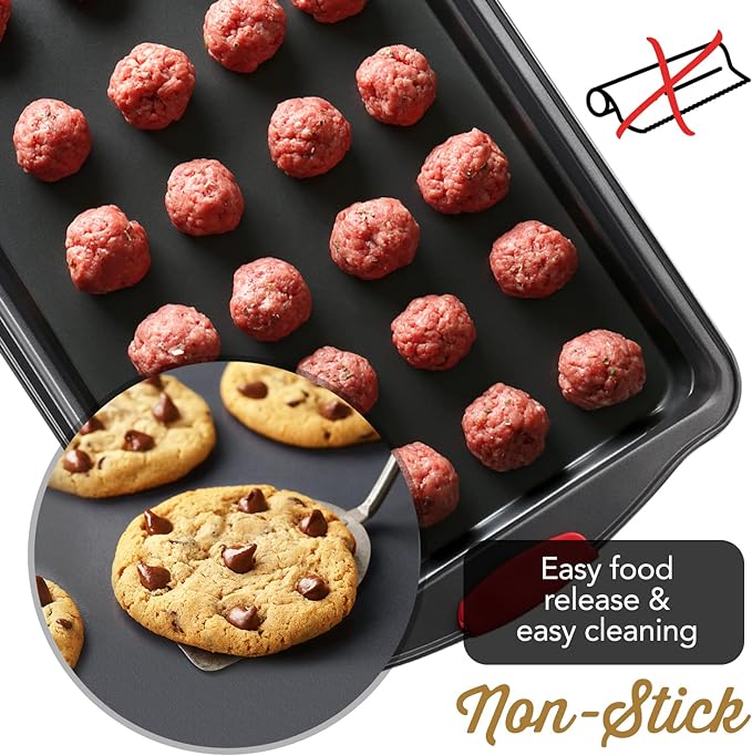 Baking Pan Set, 39 Piece Premium Baking Set, Nonstick Bakeware Sets BPA Free, Cookie Sheets for Baking Nonstick Set, Steel Baking Sheets for Oven with Muffin Pan, Cake Pan & Black Kitchen Utensils
