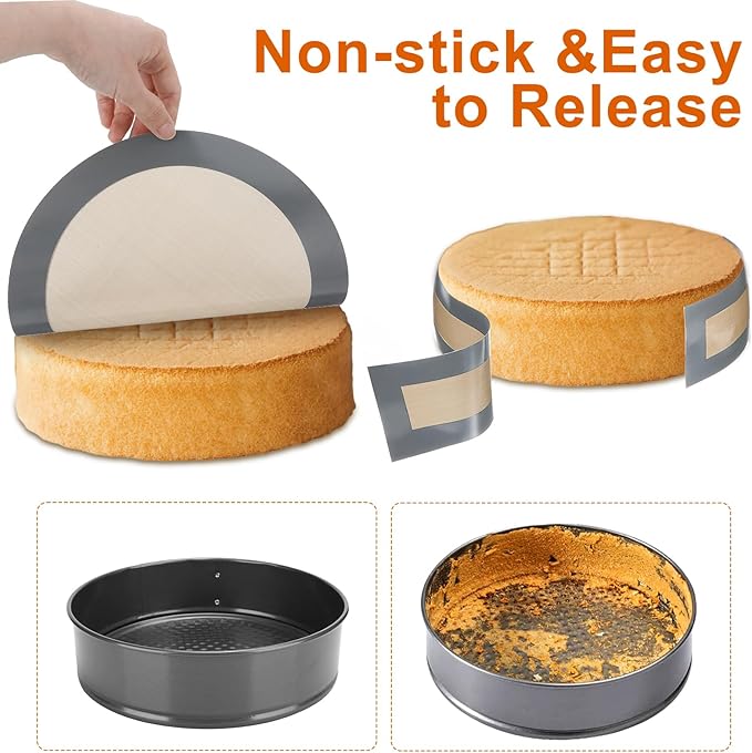 6 Pcs Silicone Baking Mat for 4, 7, 9 Inch Springform Pan Protector Prevent Cake from Sticking to Bottom and Side Easy Clean Nonstick Silicone Liners for Baking Cheesecake Pan