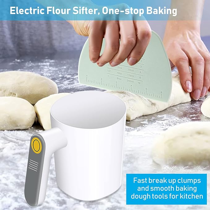 Electric Flour Sifter, Battery Operated Flour Sieve, Handheld Cooking Tool for Cooking and Pastry Baking