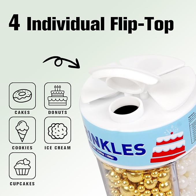 Dazzjoy Mix Pearl Sprinkles, Food Grade, Edible Pearls for Cake Decorating, 150g/5.29oz, Cake Decoration & Cupcake Topper, Wedding Party Valentines Supplies
