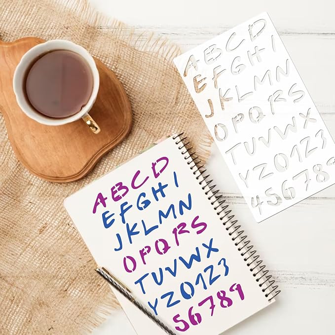 20 Pieces Letter Stencils Reusable Letter Stencils for Painting on Wood, Plastic Alphabet Numbers Stencils, Letter Stencil Template for Notebook, Journal, Scrapbook Decorations (20 Letter)