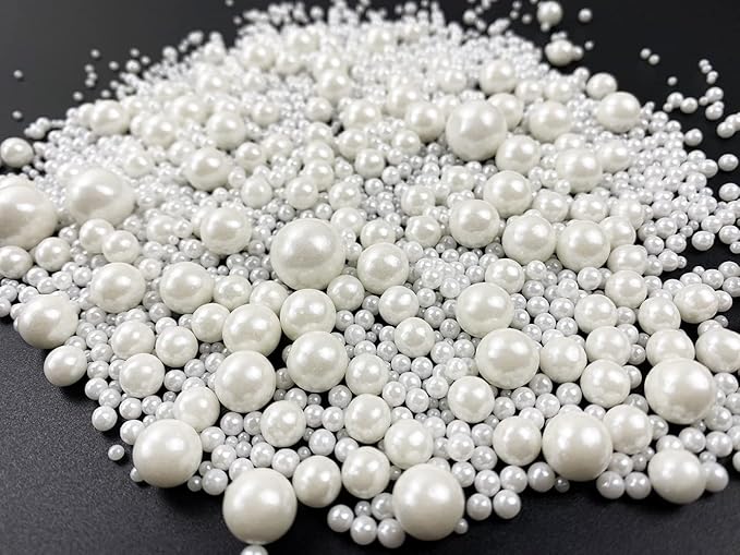 Edible Pearl Sugar Sprinkles White Candy 120g/ 4.2oz Baking Edible Cake Decorations Cupcake Toppers Cookie Decorating Ice Cream Toppings Celebrations Shaker Jar Wedding Shower Party Christmas Supplies