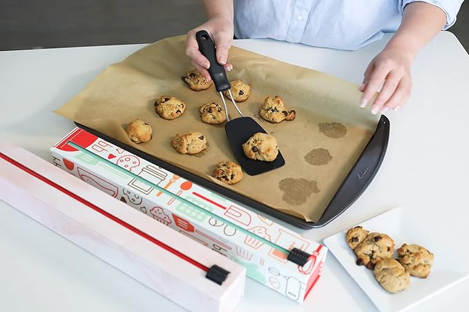 ChicWrap Baker's Tools Parchment Paper Dispenser - Includes 15"x 33' (42 Sq.Ft) Roll Unbleached Baking, Cooking & Culinary Paper - Reusable Dispenser w/Slide Cutter - Kosher Certified