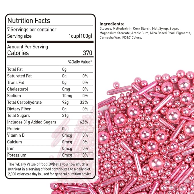 Edible Rose Gold Pearl Rods Sprinkles, 130g/4.58oz, Mix Size, Rose Gold Pearl Sprinkles for Cupcake Decorating, Cupcake Toppers, Cake Decorations, Wedding Party Valentines Supplies