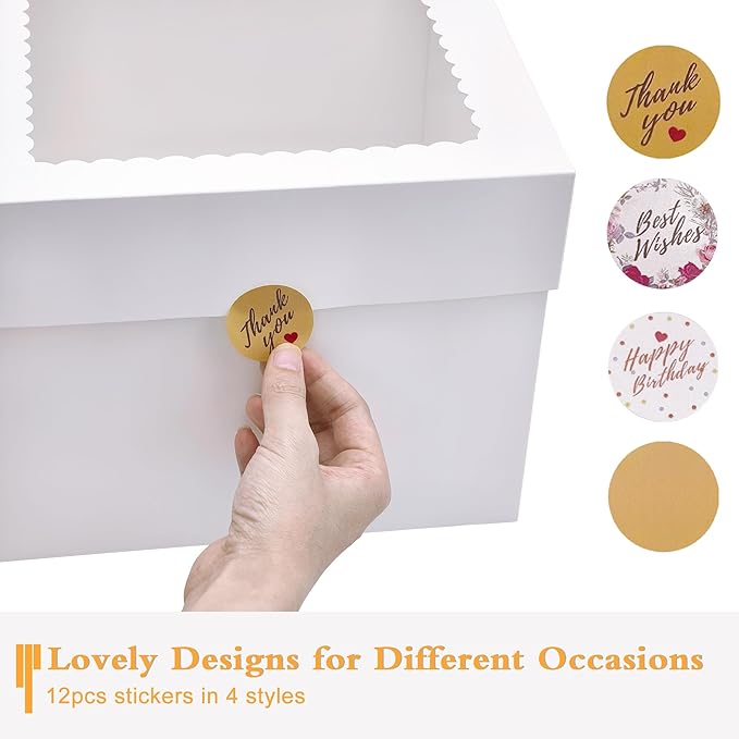 3 Pack Cake Boxes(10x10x8 Inches),White Bakery Boxes with Window,cardboard cake boxes,Cake Boards Decorating Supplies for Birthday,Mother's Day,Wedding,Party,Gift Giving,Cake Box 10 inch