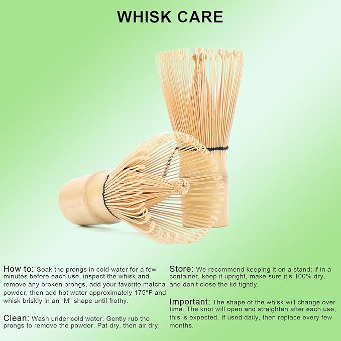Matcha Whisk, 2-Pack Handmade Matcha Set Accessory Traditional Japanese Chasen, 100-Prong Bamboo Matcha Stirrer Wisk Mixer Brush for Making Ceremonial Macha Tea