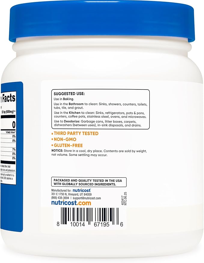 Nutricost Sodium Bicarbonate (2 LB) - 600mg Per Serving, Non-GMO, Gluten Free