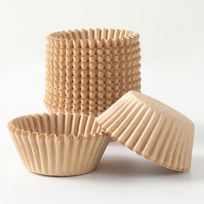 1000 Count White Paper Cupcake Liners, Standard Size 1.4 Inch, Unbleached Baking Cups for Muffins and Cupcakes (Brown, 1.4 Inch)