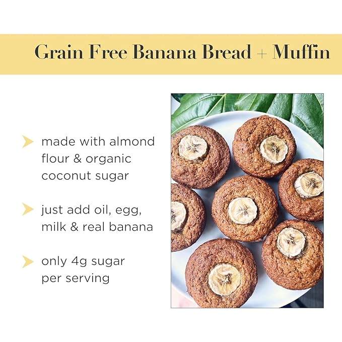 Stellar Eats Grain-Free Banana Bread & Muffin Baking Mix | Gluten-Free, Dairy-Free, Plant-Based, Paleo-Friendly, Naturally Sweet with Coconut Sugar | Almond Flour-Based | 2 Pack