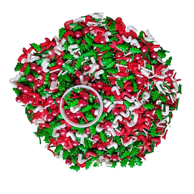 1 Bottle Candy Sugar Sprinkles for Cookie Decorating Christmas Tree Cake Cupcake Toppers Holiday Sprinkles for Baking Cake Decorating