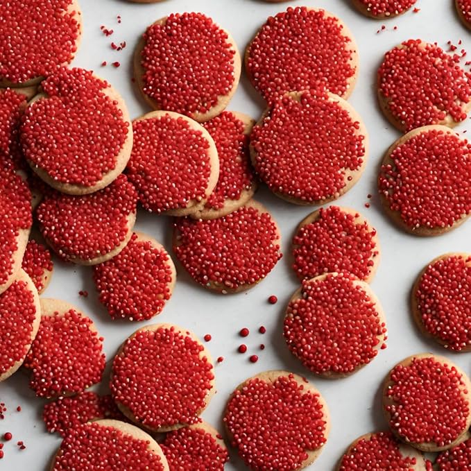 GranAroma Red Nonpareils, 1 lb, Decorative Sprinkles, Cakes & Cookies, Bakery Staple