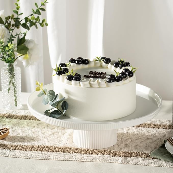 13 Inch Cake Stand, Ceramic Cake Stands for Party, Elegant Wedding Cake Plate for Dessert Table Display, Dessert and Cupcake Stand for Party, Baby Shower, Birthday, White