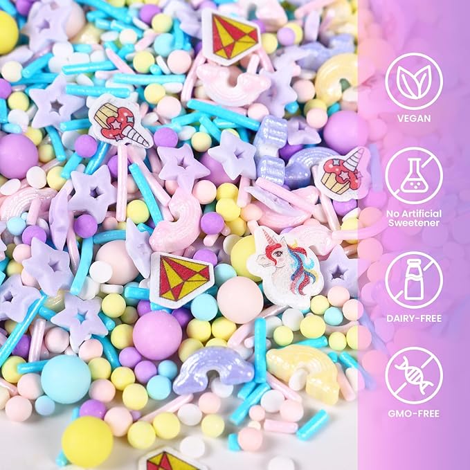 Unicorn Sprinkles Mix | Pink Blue Purple Rainbow | Sprinkles for Cake Decorating | Cupcake Toppers | Ice Cream | Cookie | Fancy Candy | 3.52oz