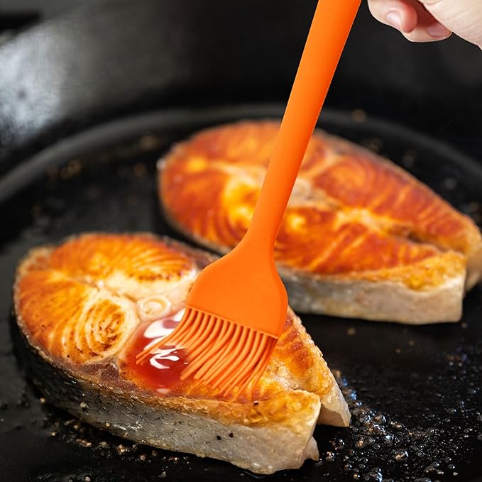 6 pieces basting brush for grilling,pastry brush,bbq basting brush,basting brush,rubber brush for cooking,basting brush for cooking,silicone bbq brush,barbecue sauce brush (orange)