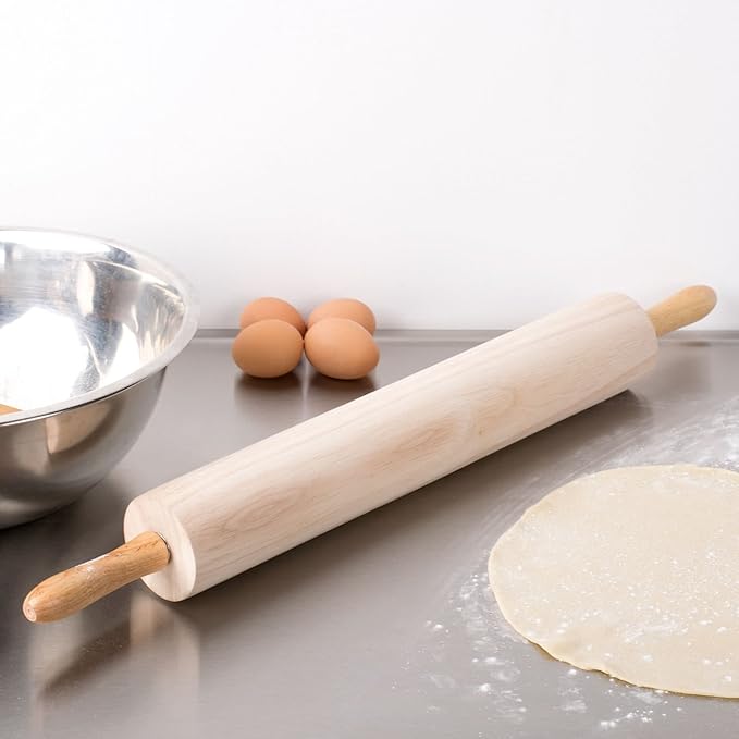 Betolla 18-Inch Wooden Rolling Pin – Hardwood Dough Roller with Smooth Rollers for Baking Bread, Pastry, Cookies, Pizza, Pie & Fondant