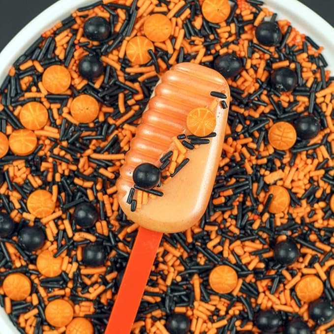 Sprinkles for Cake Decorating Edible Cake Decorations Fancy Basketball Sprinkles, Black and Orange Sprinkles, Cake Sprinkles Cupcake Decorations Ice Cream Toppings Sprinkles for Cupcake Decorating