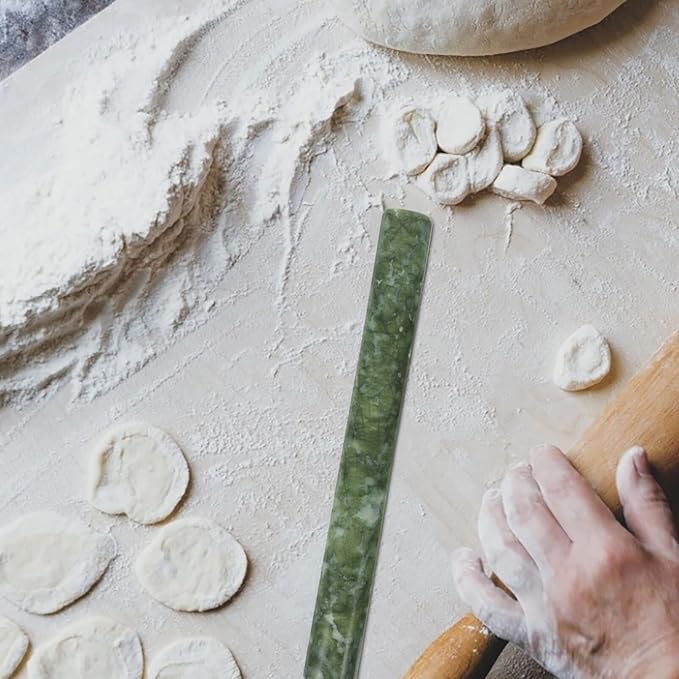 Jade Rolling Pin Non-Stick Dough Roller for Baking Natural Jade Stone with Design Perfect for Making Pizza and Dumpling Wrappers