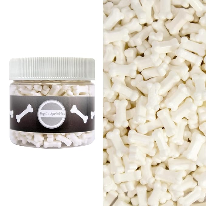 Mystic Sprinkles Halloween Candy Shape Sprinkles (White Bones, 2oz Jars)