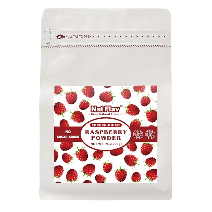 NAT FLAV Freeze Dried Raspberry Powder – 100% Natural, No Added Sugar, No Additives | 7oz | Vibrant Superfood for Smoothies, Baking & Natural Coloring