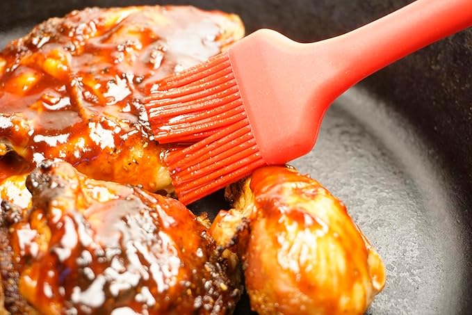 RSVP International Silicone Basting Brush, Red, 8.75" | Gently Spreads Butter, Sauces, Marinades, & More | Dishwasher Safe & Heat Resistant | BBQ Grill, Baking, Preparing Meats