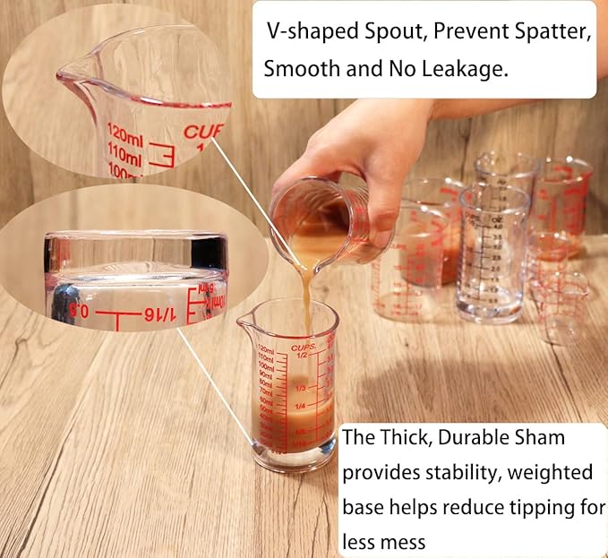 Ackers 4oz Glass Measuring Cup – Shot Glass with Ounce,Ml,Cups Markings for Kitchen & Bar(Pack of 2)