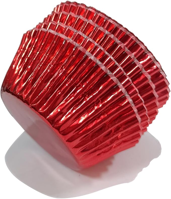 MEETINGU Bright Red Cupcake Liners, Paper Foil Cupcake Liners Muffin Baking Cups for Standard Baking Cupcakes