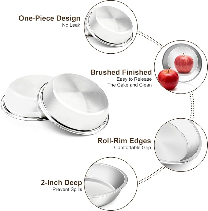 Cake Pan Set of 3-8 Inch Stainless Steel Cake Pans with 100 Parchment Paper, Nonstick, Mirror Finish for Easy Release, Even Baking, Dishwasher Safe, Round Cake Pans for Birthday, Banquet