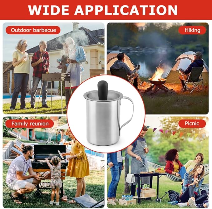 BBQ Sauce Pot and Basting Brush Set, BBQ Sauce Container Cooking Gifts, Meat Baster Set, Barbecue Gadgets Grill Accessories, Silicone Basting Brush for Cooking(COLOR:Silver)