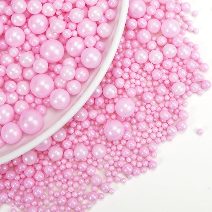 Dazzjoy Edible Pink Pearl Sprinkles, Pearl Sugar Sprinkles130g/4.58oz, Cupcake Toppers Cake Decorations, Easter Wedding Party Valentines Halloween Christmas Supplies