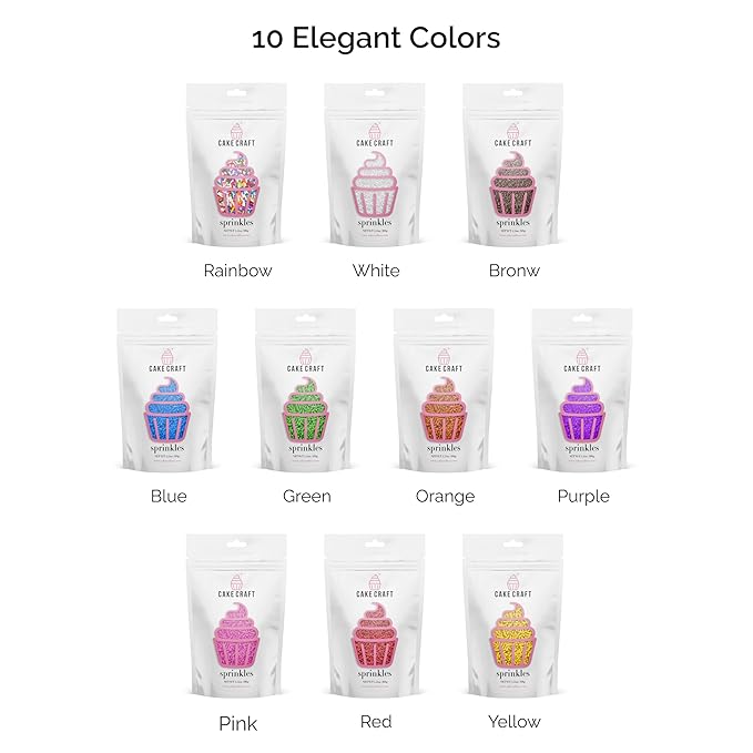 Cake Craft White Sugar Strand Sprinkles (Jimmies) – 3-Pack (100g Each) | Elegant White Sprinkles for Cakes, Cupcakes, Cookies & More | Soft Color & Sweet Crunch