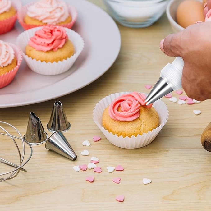 50Pcs Cake Tips for Decorating, 48 Different Patterns Stainless Steel Cake Decorating Tips and 2 Reusable Plastic Coupler for Cake & Cupcake Cookies Decorating, Cake Piping Tips Set