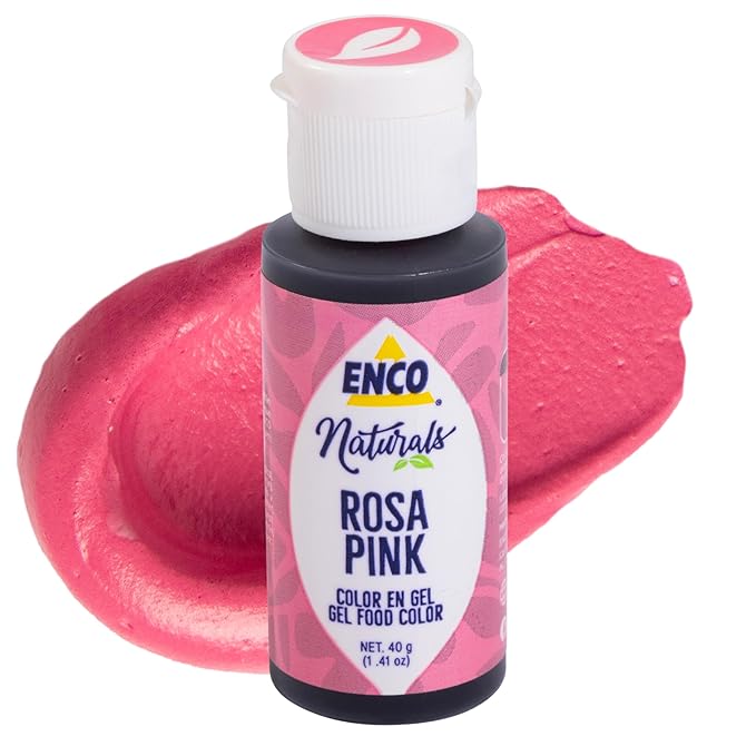 ENCO Naturals Food Coloring Gel Pink 1.41 oz - No artifitial dyes - Vibrant colors for Icing, Buttercream, Fondant