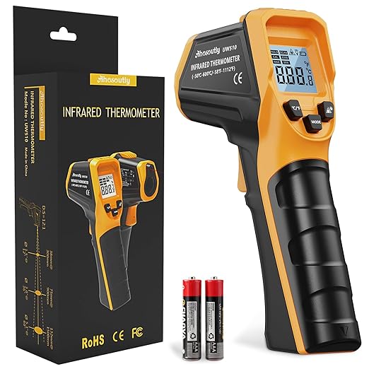 Infrared Thermometer Laser Temperature Gun with Cal Calibration, -58℉ to 1112℉, for Cooking, Oven,Meat Food,HVAC,Appliance（Yellow）