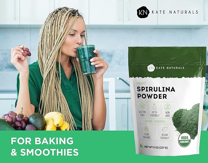 Kate Naturals Brewer's Yeast 12oz & Spirulina Powder 8oz Bundle