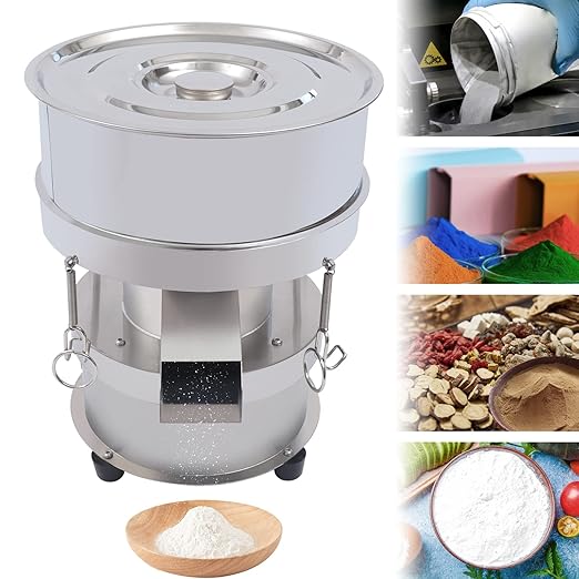Electric Vibrating Sifter, Food Industrial Sifter Automatic Sieve Shaker 110V Electric Screening Vibrating Machine, 40 Mesh 60 Mesh Flour Powder Sifter for Sieve Particles Powders