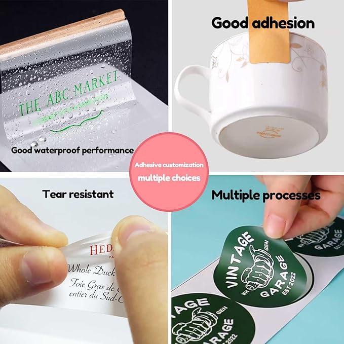 Custom Sticker Rolls Labels Personalized Any Logo, Picture, Text Customized Name Labels 100-500pcs Waterproof (Heart)