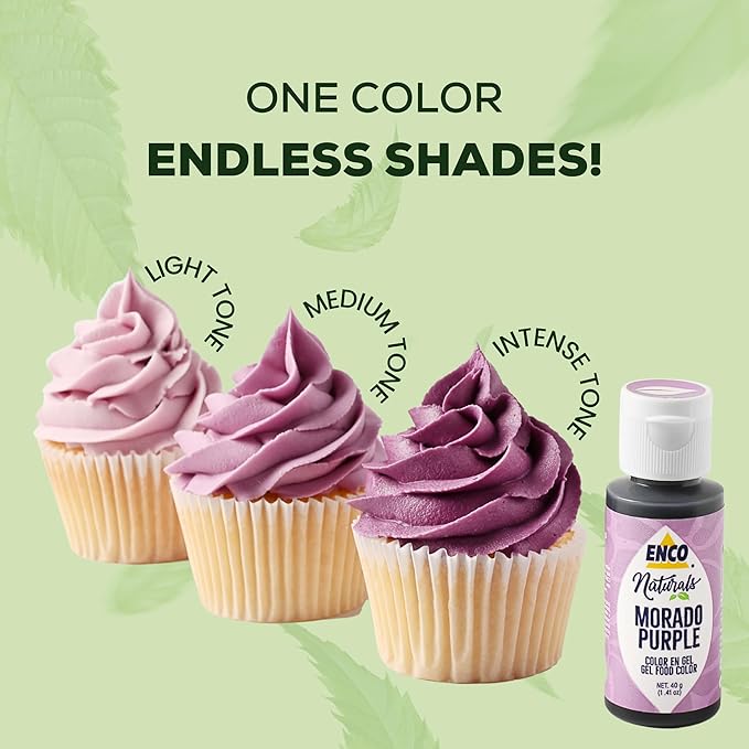 ENCO Naturals Food Coloring Gel Purple 1.41 oz - No artifitial dyes - Vibrant colors for Icing, Buttercream, Fondant
