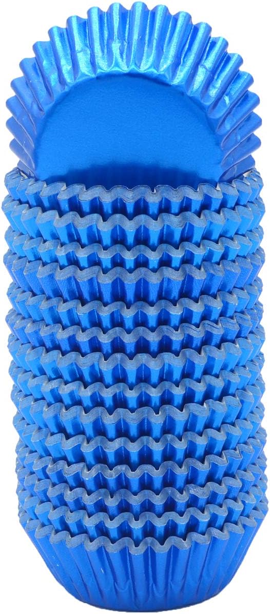 Mini Blue Foil Cupcake Liners Muffin Baking Cups for Party and More, 300-Count