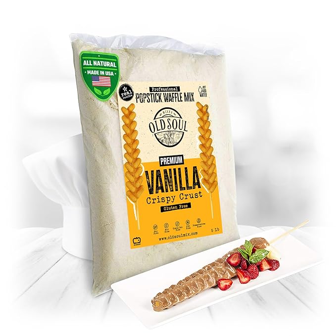 OldSoul Professional Popstick Waffle Mix | Stick Waffles Dough Mix | Vanilla Flavor | 112 Waffles | 5 Lbs (5 Lbs, Gluten Free)