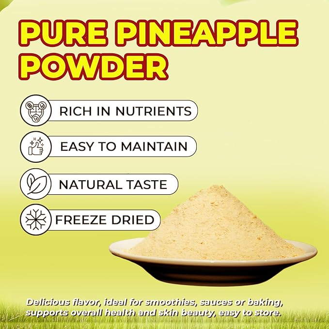 DARLAC FARMS Freeze Dried Pineapple Powder 8Oz, Natural ingredients, Nutrient-rich, Vegan, No Add Sugar, Preservative-free, Convenient zip-lock Pouch, Perfect for Drinks, Smoothies, Baking