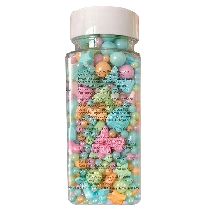 Sentovac Colorful Mermaid Sprinkle Edible Decorating Ocean Sprinkles for Cake Cupcake Topper Cookie Baking Decorations Starfish Shell Pearl Mermaid Candy Mix Mermaid Party Birthday Cake Decorations