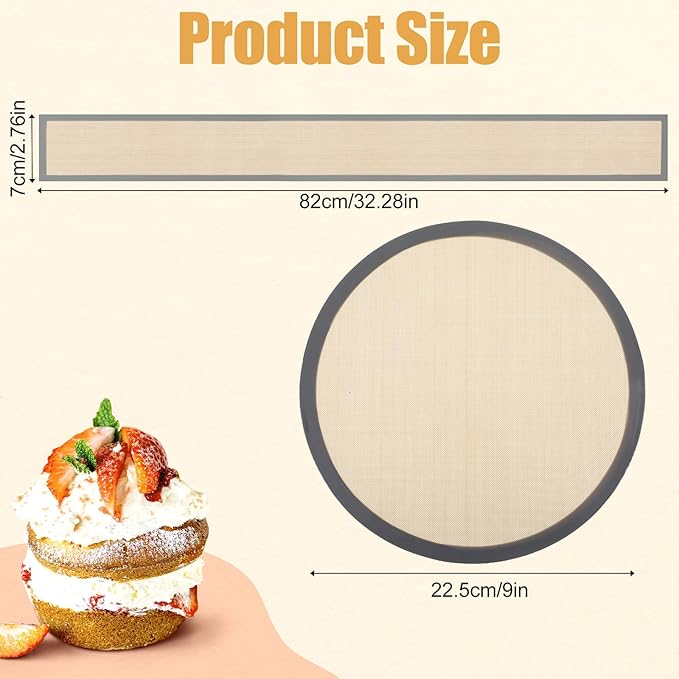 2 Pcs Silicone Baking Mat for Springform 9 inch Pan Cheesecake Non Sick Pan Protector Prevent Cake from Sticking to Bottom and Side Easy Clean Non Sick for Baking Cheesecake Pans