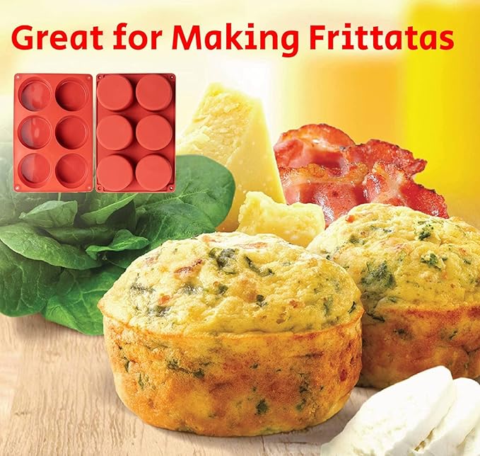 Silicone Egg Molds Frittata Pan, 3 Inch Deep Starbuc Egg Bites Molds Dash Silicone Cups Sous Vide Mold Round Rolls Tray for Breakfast Sandwiches Omelets Dinner Rolls Baking