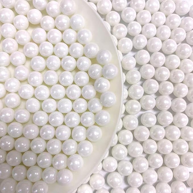 PhilaeEC White Peals 7mm Size Sprinkles for Cake Decoration Edible Candy Baking Cookie Cupcake Toppers Wedding Party Valentines Halloween Christmas Supplies 3.53oz