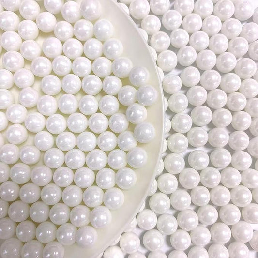PhilaeEC White Peals 7mm Size Sprinkles for Cake Decoration Edible Candy Baking Cookie Cupcake Toppers Wedding Party Valentines Halloween Christmas Supplies 3.53oz