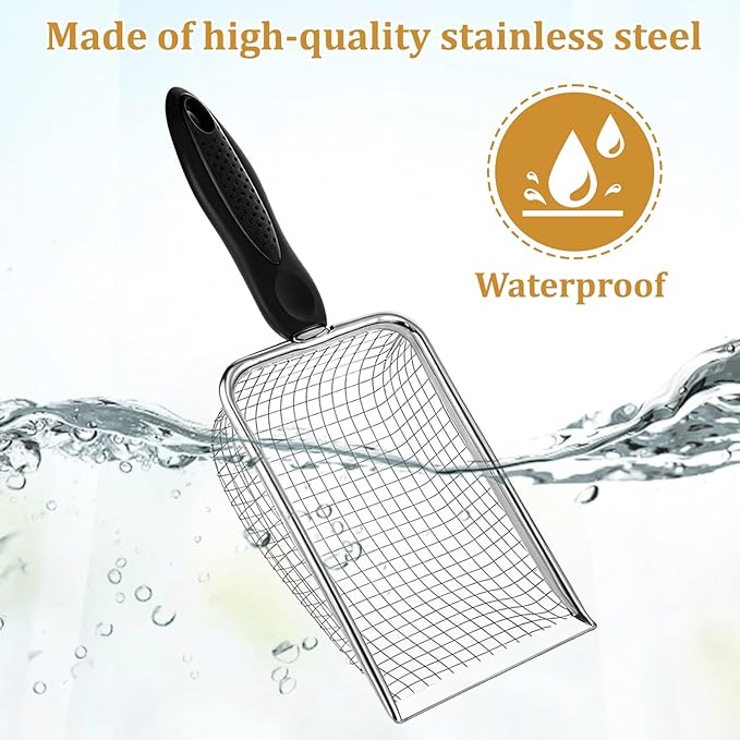 3 Pcs Gardening Soil Sifter 2.8/3.8/5 mm Mesh Garden Sand Compost Sieves Scoop Garden Shovels with Handle for Rocks Dirt Compost Filtration Planting Tool Accessories Supplies Stainless Steel