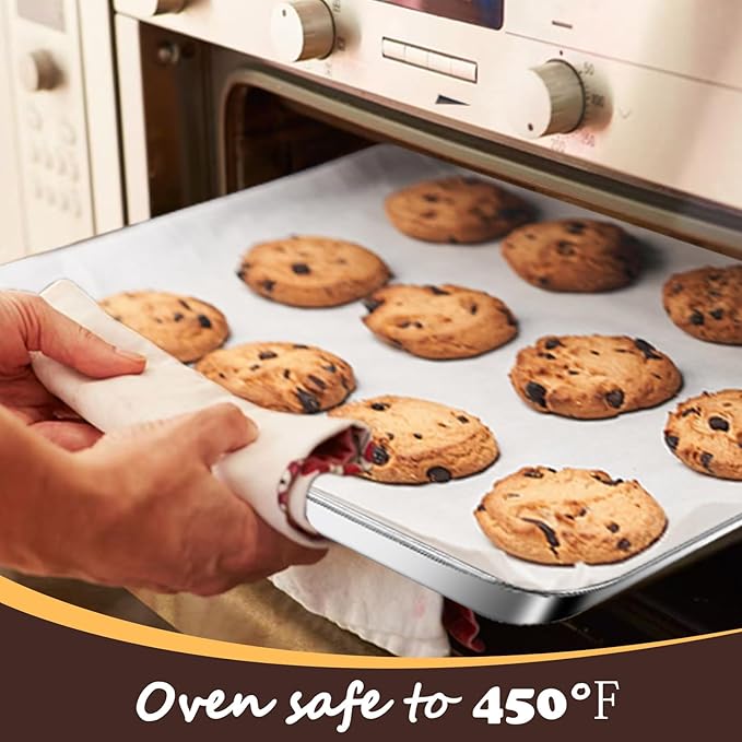 Baking Sheet Set of 3, Stainless Steel Cookie Sheet Baking Sheet Pan, 16/12/9 Inch, Non Toxic & Heavy Duty & Easy Clean， Rust Free&Mirror Finish, Dishwasher Safe