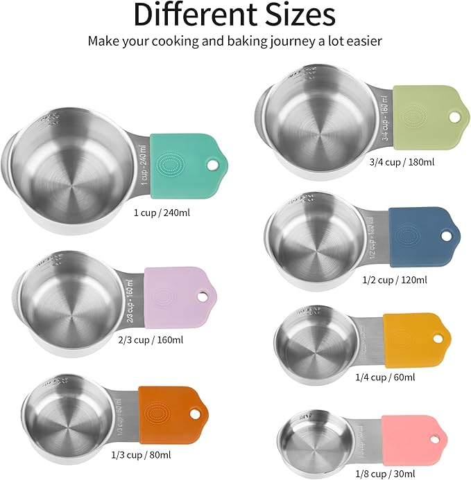 Smithcraft Measuring Cups and Spoons Set 16, Metric & US Stainless Steel Magnetic Measuring Cups and Spoons Set for Baking & Kitchen, Dry & Liquid Metal Measure Cups & Spoons with Leveler