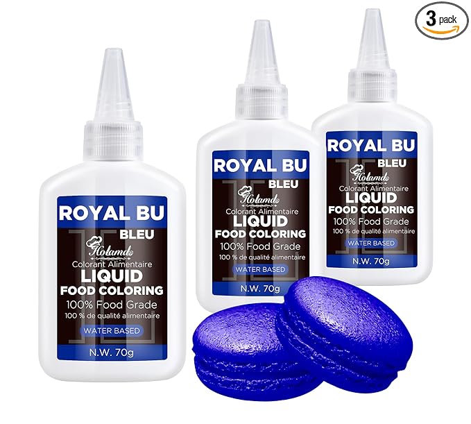Liquid Food Coloring (Royal Blue), 70g × 3 Bottles Food-Grade Concentrated Coloring Set, Vibrant Flavorless Dye for Baking Cookies, Cake Decorating, Fondant, Easter Eggs, Icing & DIY Projects