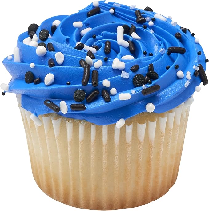 DecoPac Graduation Fusion Mix Candy Sprinkles, 26oz, Fancy Sprinkles in Handheld Container, Edible Black And White Sprinkles For Celebration Cakes, Cupcakes, Cookies and Donuts